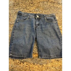 Southpole Women's Denim Bermuda Shorts Size 7‎ Y2K Detailed Pockets Low Rise